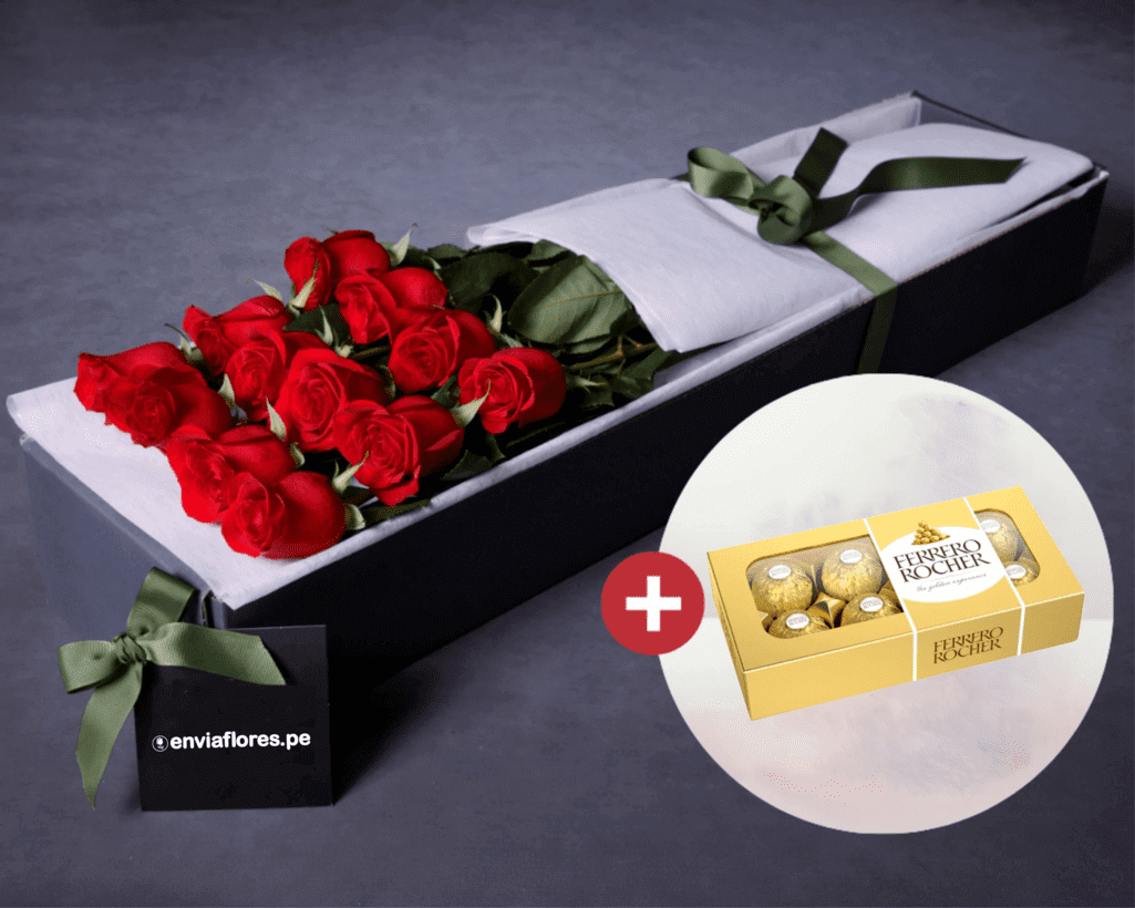 rosas y chocolate en caja | Florería Envía Flores Cusco