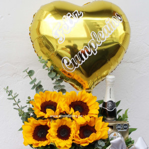 "Box de Cumpleaños con Girasoles, Champagne y Ferrero Rocher | Cusco"