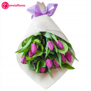 ramo de 10 tulipanes lilas