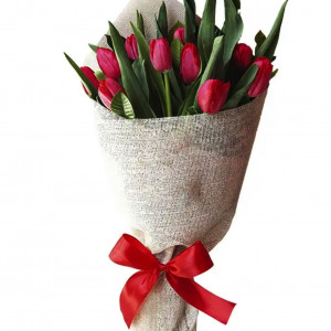 ramo de 10 tulipanes rojos